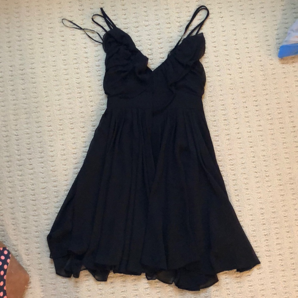 Guess black ruffle chiffon dress